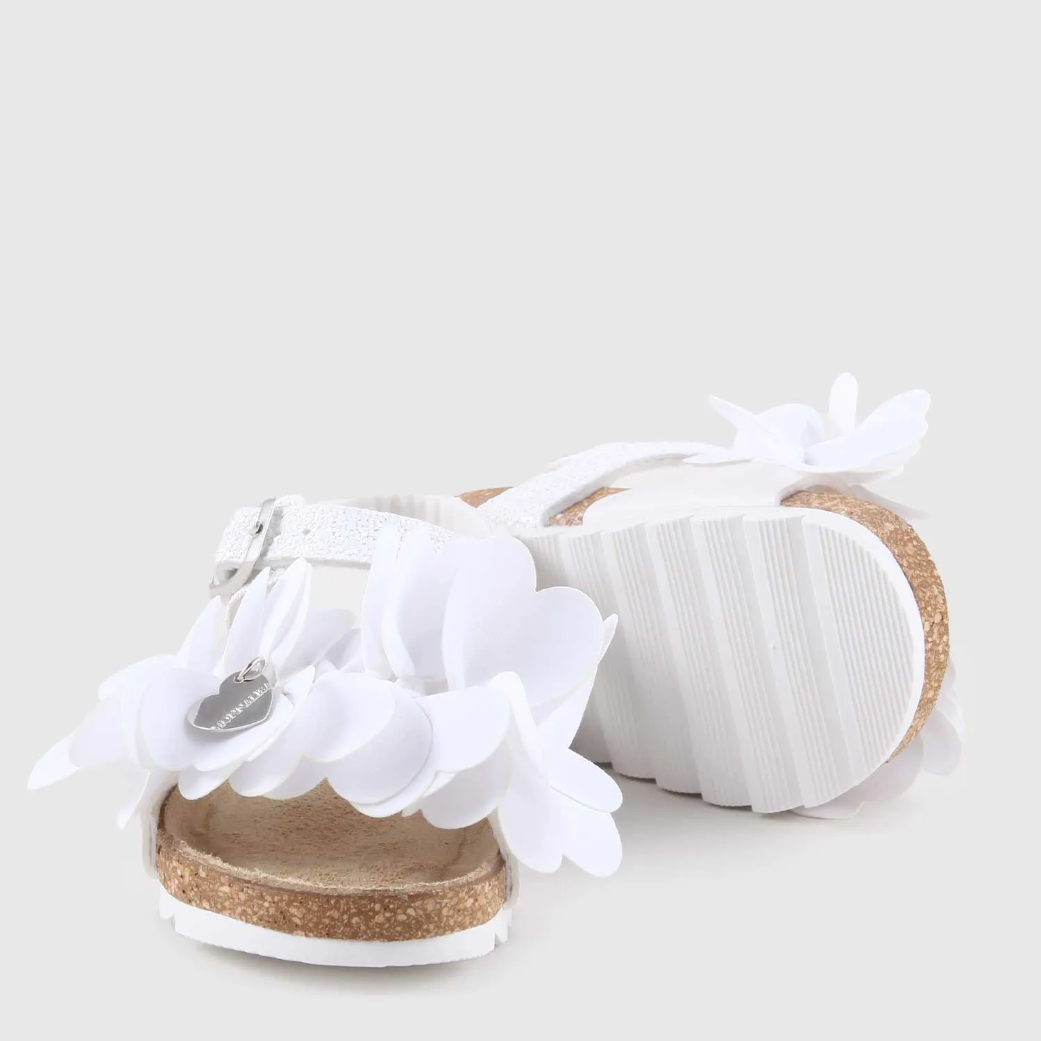 Monnalisa White Sandals With Petals For Girls