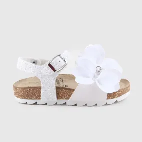 Monnalisa White Sandals With Petals For Girls