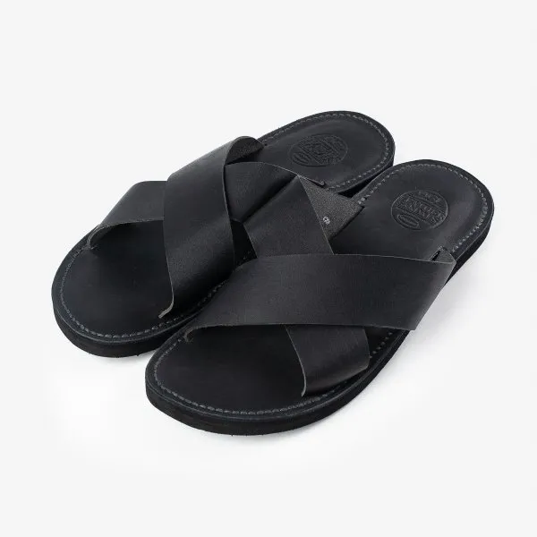 OGL X Dr. Sole Leather Cross Sandals in Black