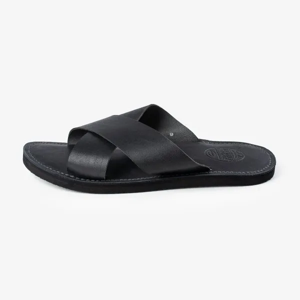 OGL X Dr. Sole Leather Cross Sandals in Black