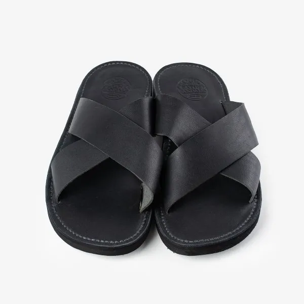 OGL X Dr. Sole Leather Cross Sandals in Black