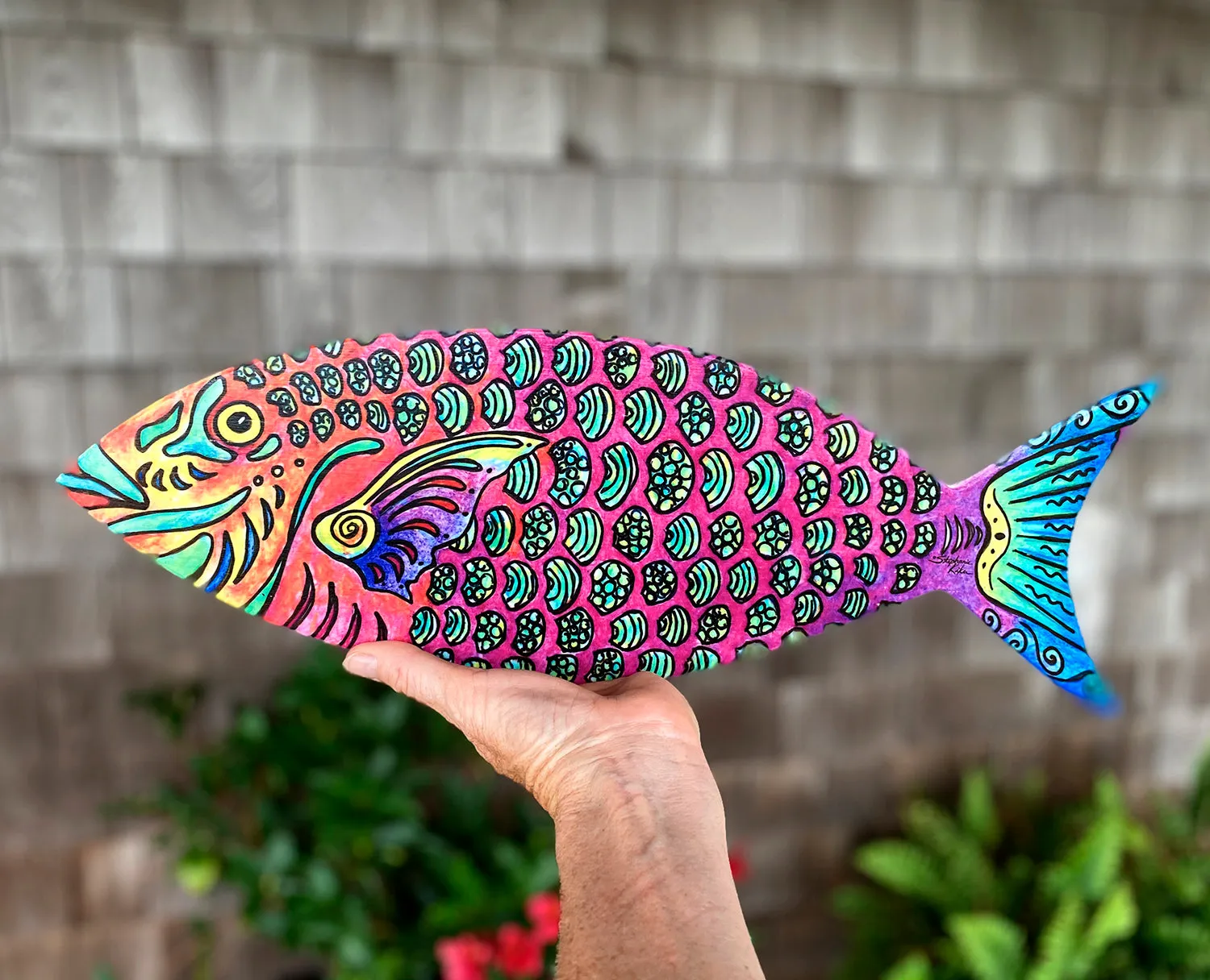 Parrot Fish Wood Wall Art