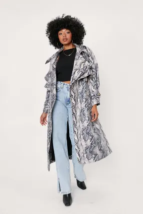 Petite Snake Print Trench Coat