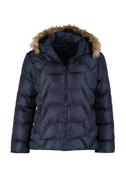 Regular Fit Hooded Fur Detailed Puffer Coat