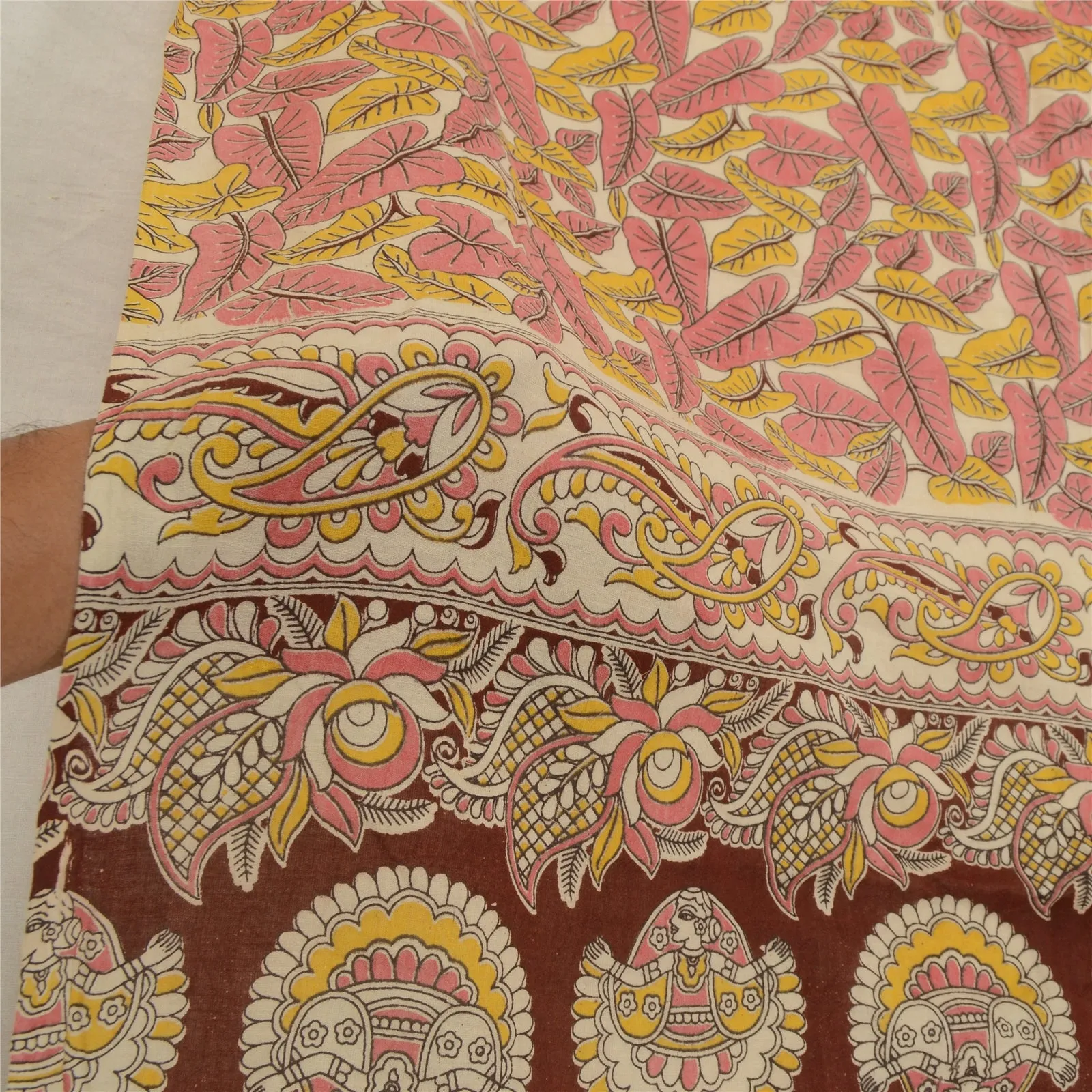 Sanskriti Vintage Dupatta Long Stole Pure Cotton Block Printed Kalamkari Scarves