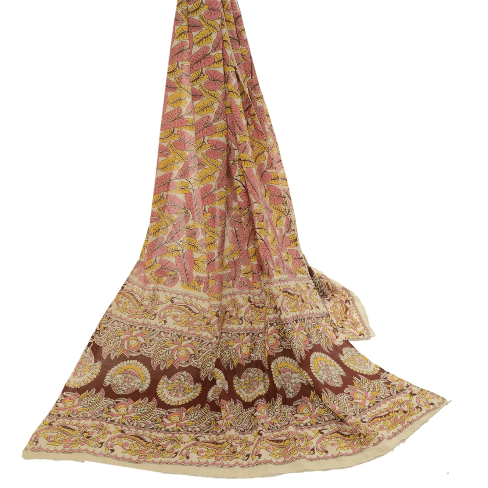 Sanskriti Vintage Dupatta Long Stole Pure Cotton Block Printed Kalamkari Scarves