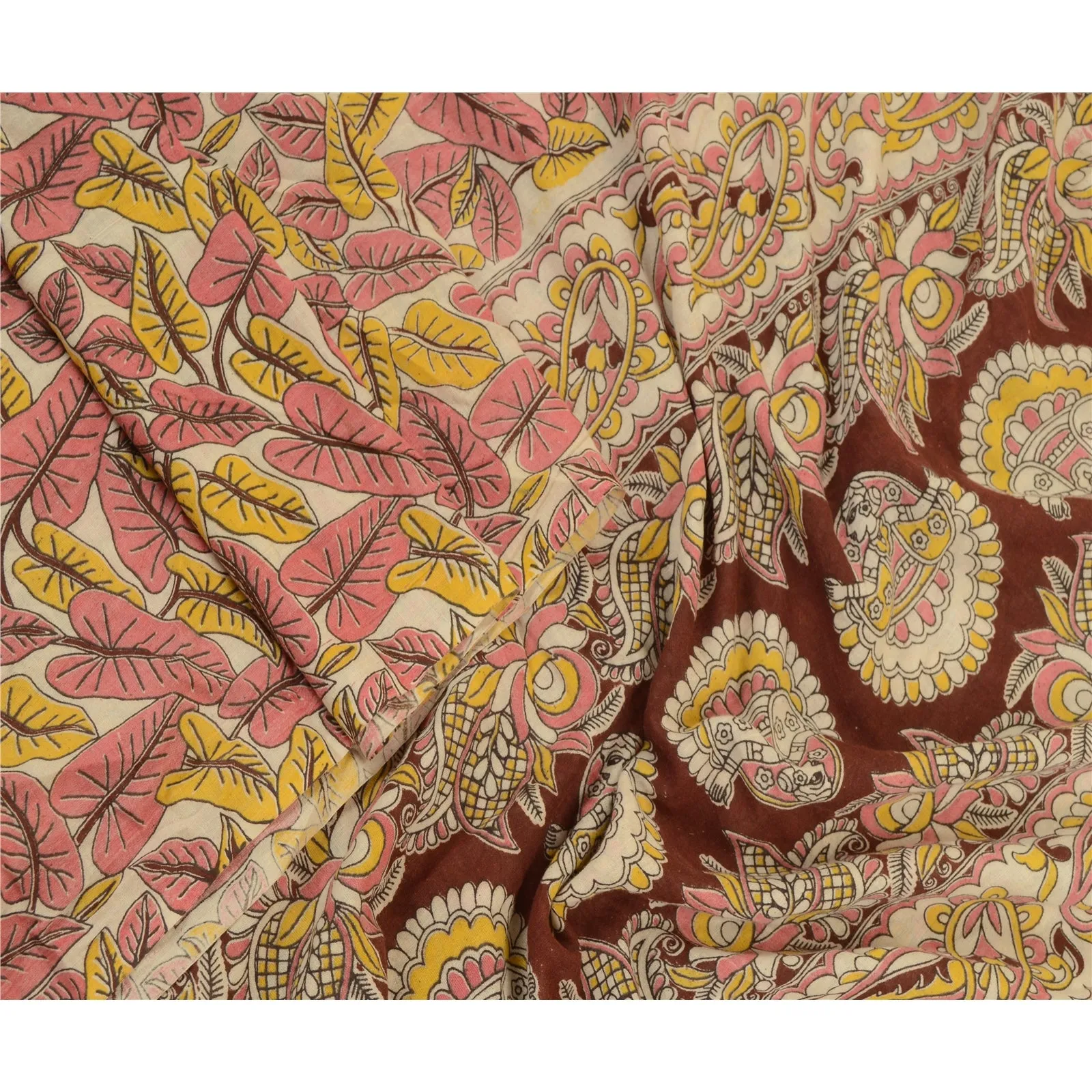 Sanskriti Vintage Dupatta Long Stole Pure Cotton Block Printed Kalamkari Scarves