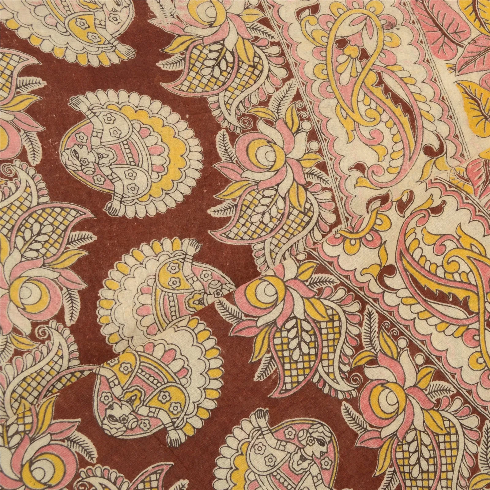 Sanskriti Vintage Dupatta Long Stole Pure Cotton Block Printed Kalamkari Scarves