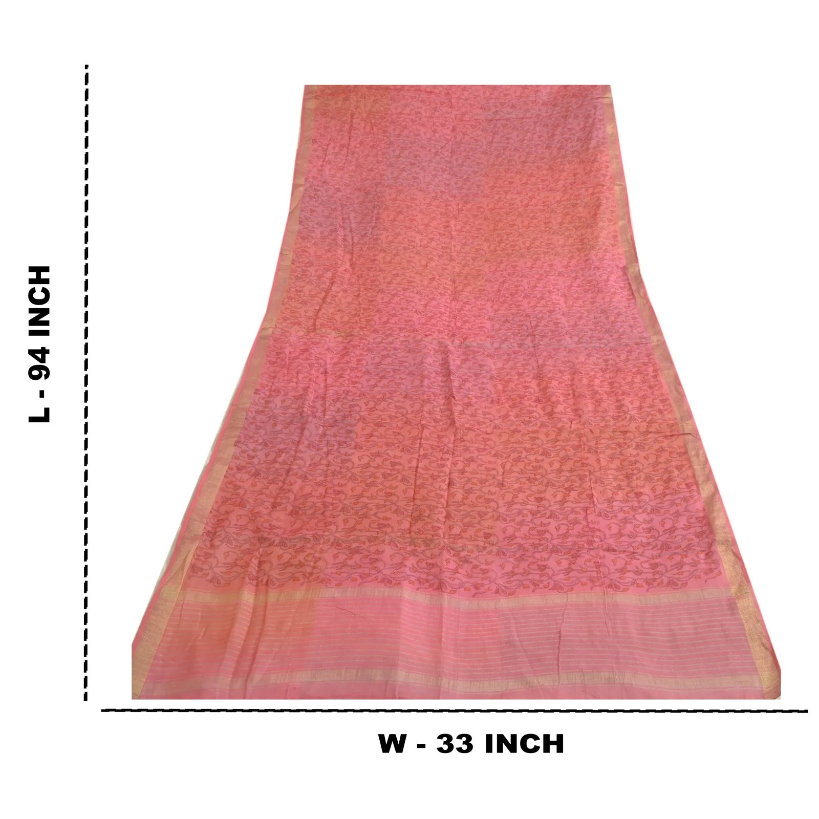 Sanskriti Vintage Long Dupatta Stole Cotton Silk Pink Printed Woven Wrap Scarves