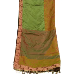 Sanskriti Vintage Long Dupatta Stole Pure Silk Green Wrap Hijab Woven Scarves