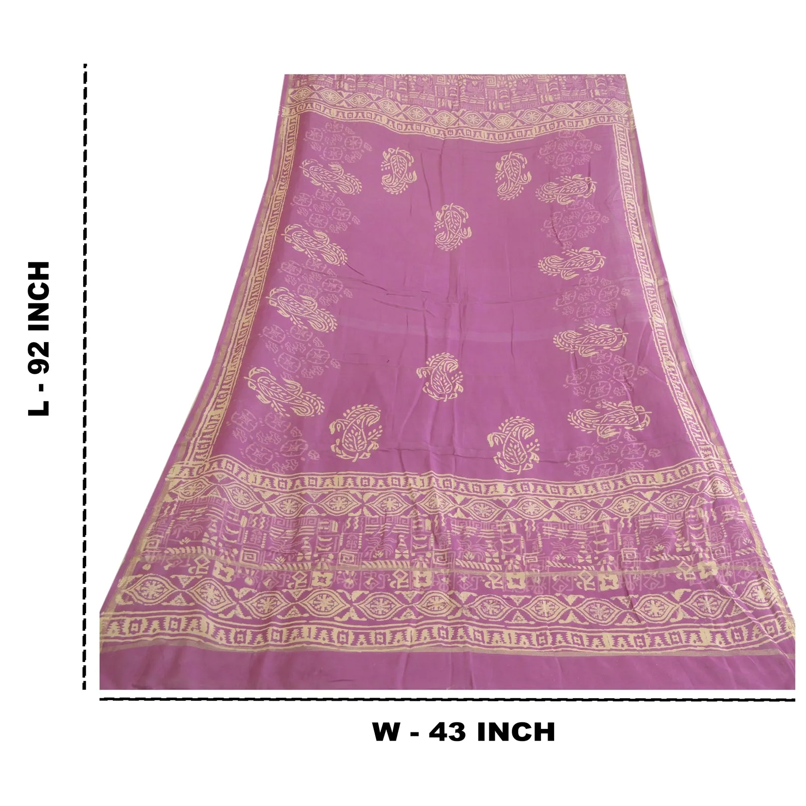 Sanskriti Vintage Long Purple Dupatta/Stole Cotton Silk Block Printed Scarves