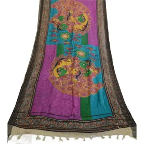 Sanskriti Vintage Pure Woolen Dupatta Long Stole Madhubani Printed Wrap Scarves