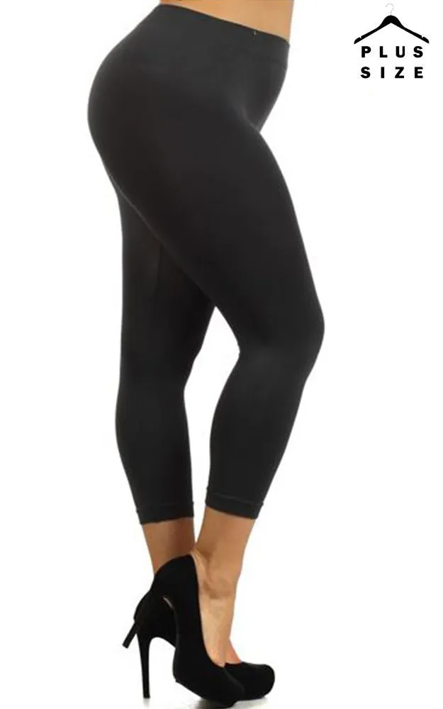 SML826SDP Nylon Seamless Capri Leggings (PLUS SIZE)