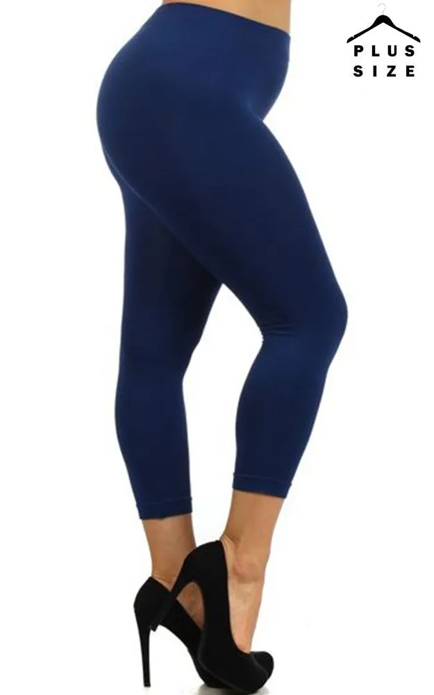 SML826SDP Nylon Seamless Capri Leggings (PLUS SIZE)