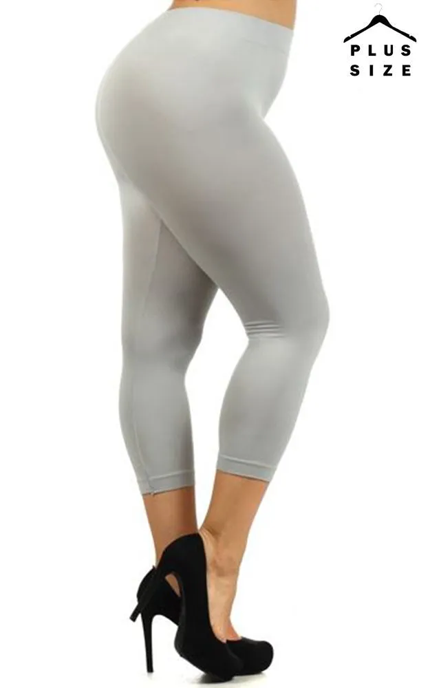 SML826SDP Nylon Seamless Capri Leggings (PLUS SIZE)