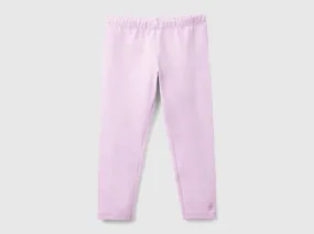 Stretch cotton leggings - Lilac | Benetton