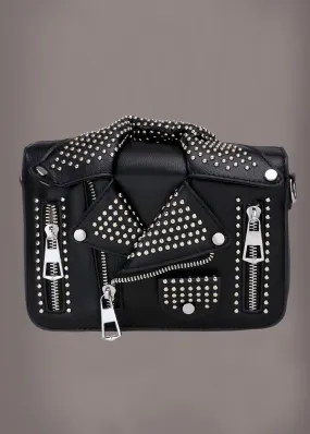 Studded Faux Leather Jacket Crossbody Bag