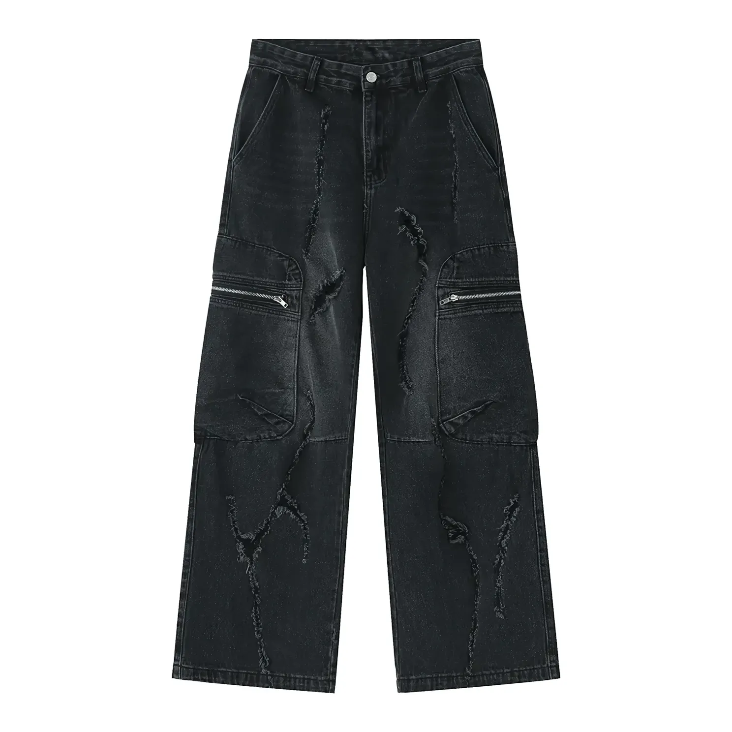 Torn Baggy Denim Cargo Jeans