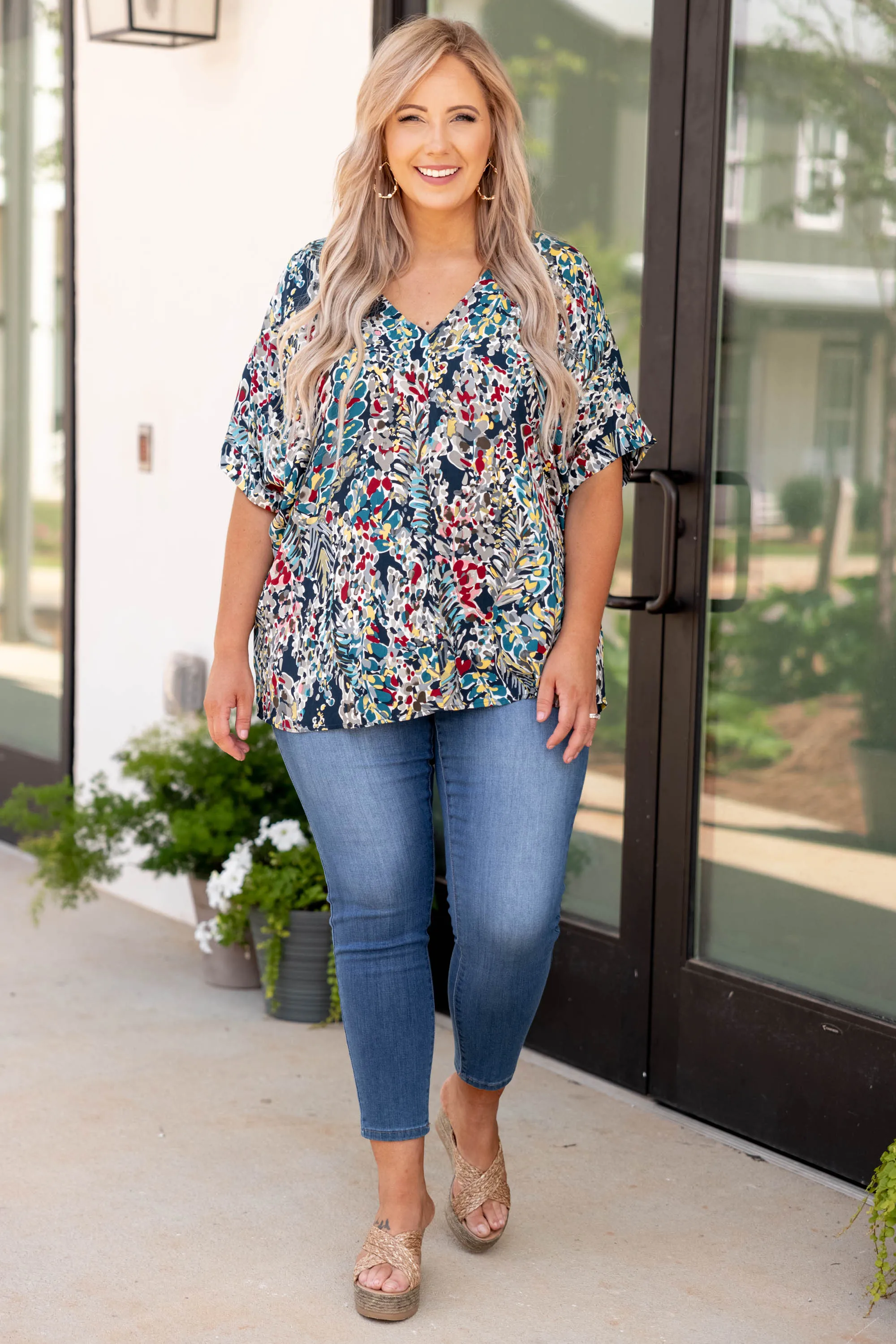 Trouble In Paradise Top, Navy