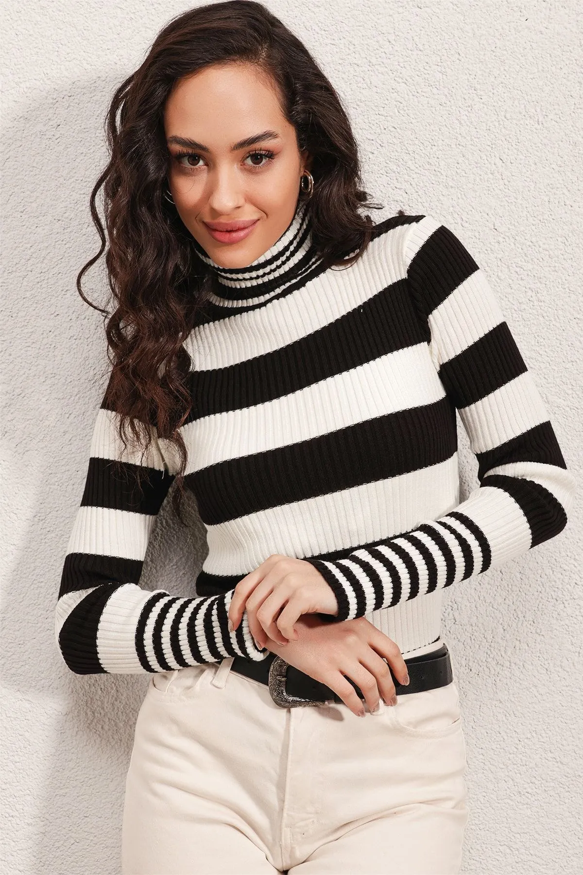 Turtleneck Striped Sweater