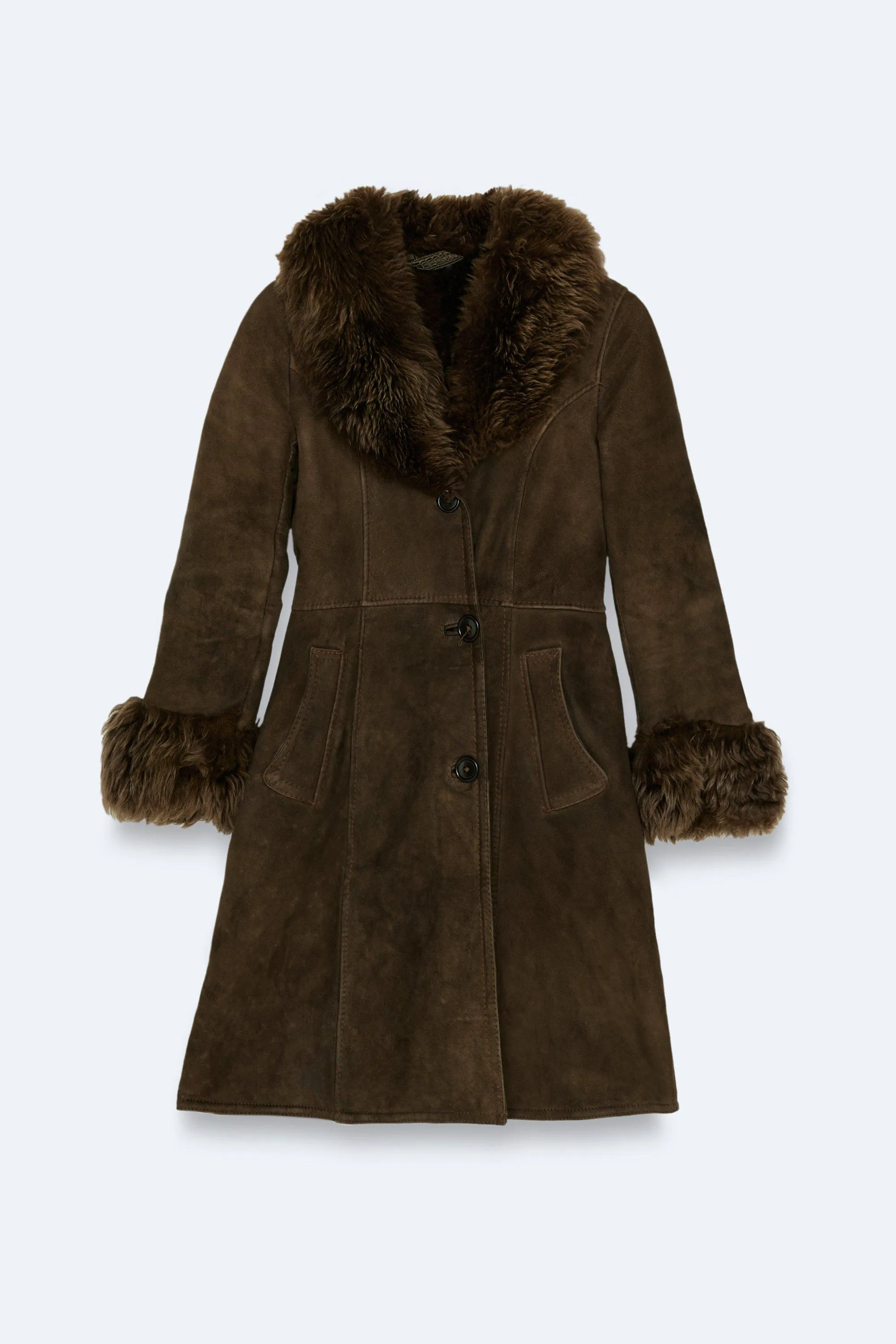 Vintage Suede Fur Collar Coat