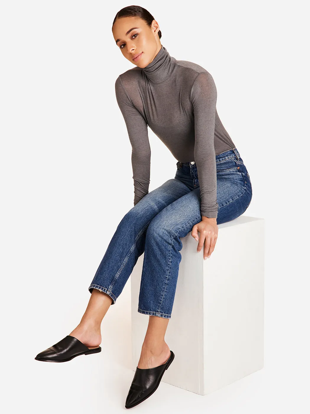 Washable Cashmere Turtleneck - Grey