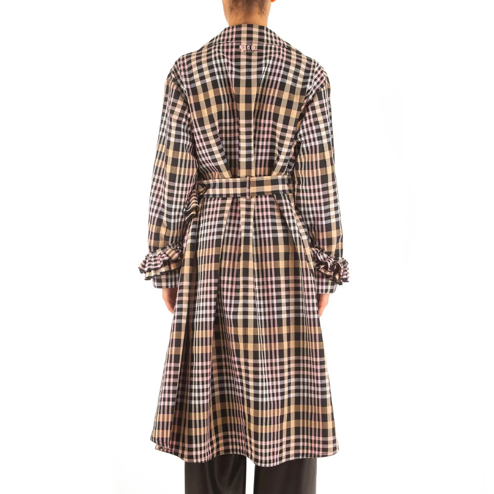 Women's Cotton Poly Overcheck Coat Pink/Beige