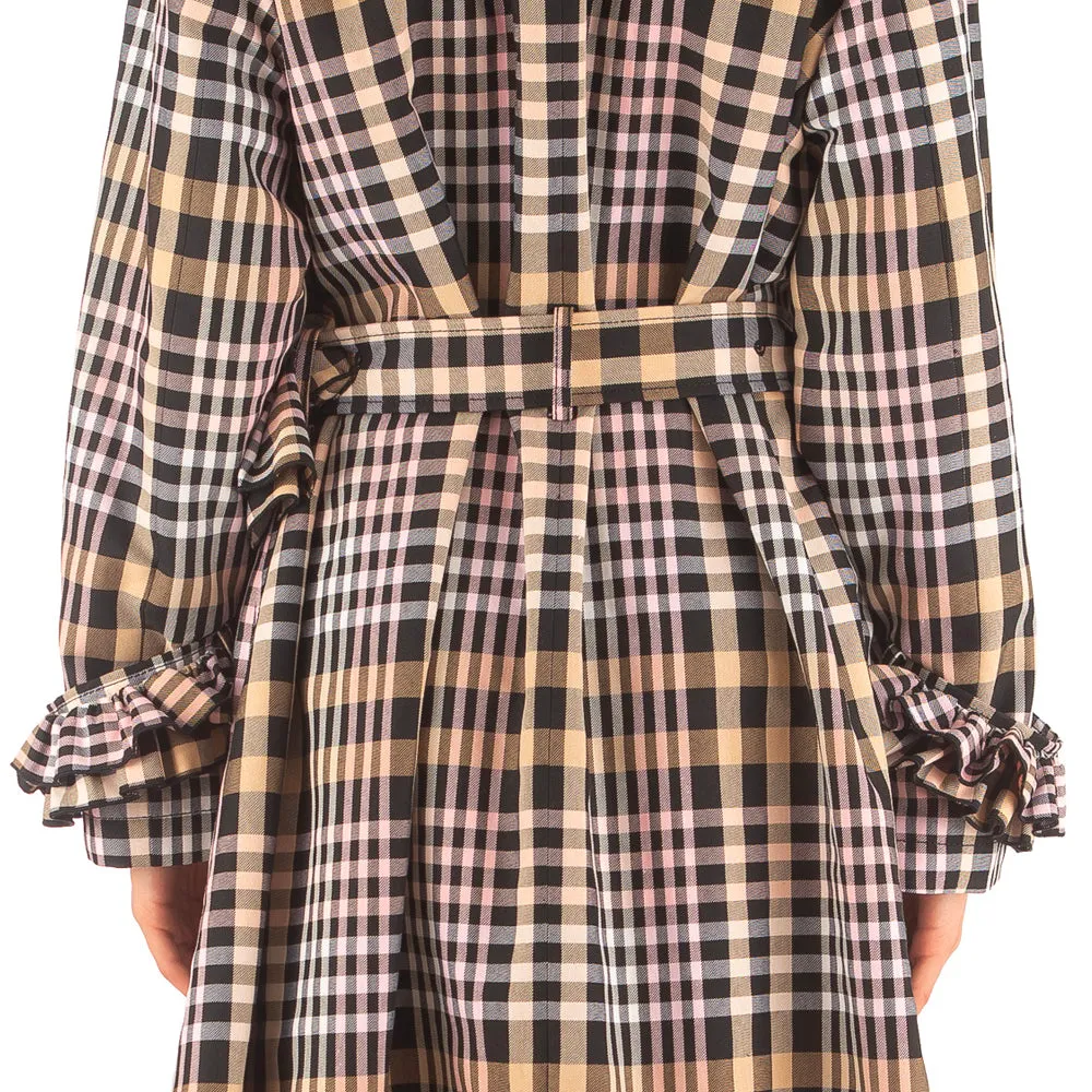 Women's Cotton Poly Overcheck Coat Pink/Beige