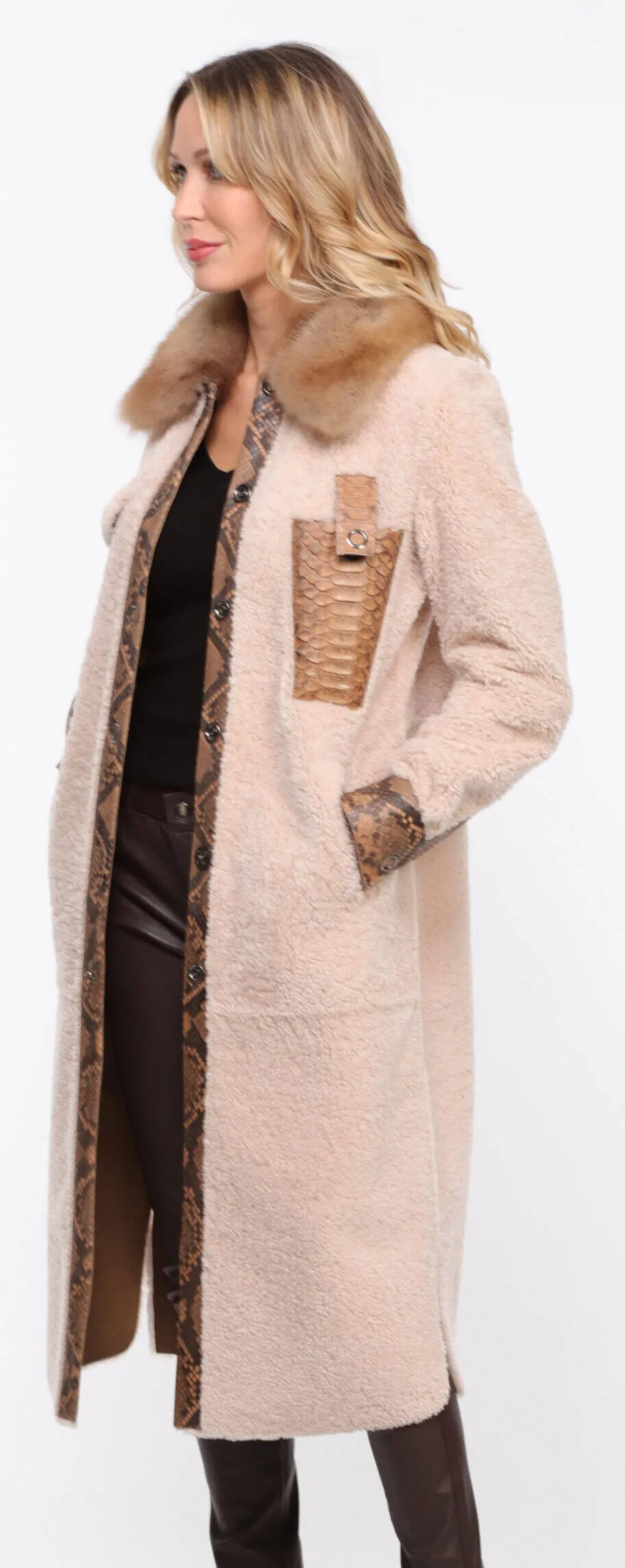 Women's ecru \paolina\ sheepskin coat