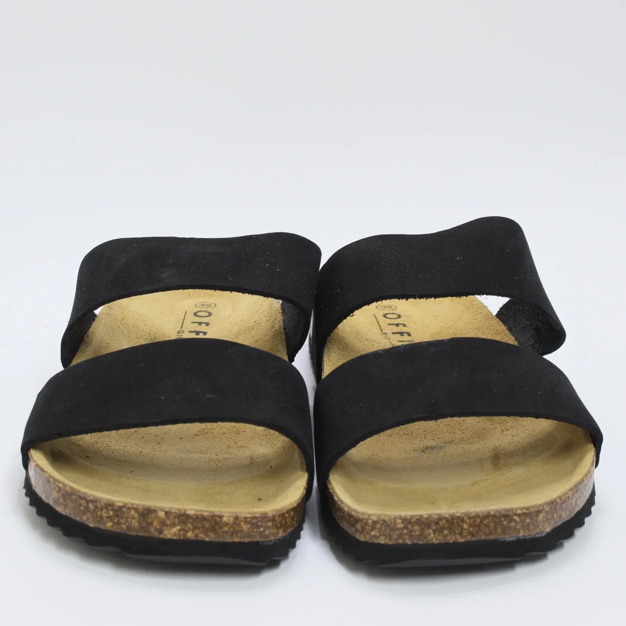 Womens Office Salinas Cork Footbed Sandals Black Nubuck