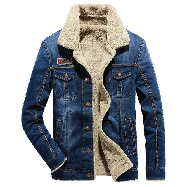 Xituodai 2022 Men Winter Casual Denim Warm Fur Collar Jacket Men Fashion Clothes Lapel Single Breasted Fall Vintage Parkas Coats